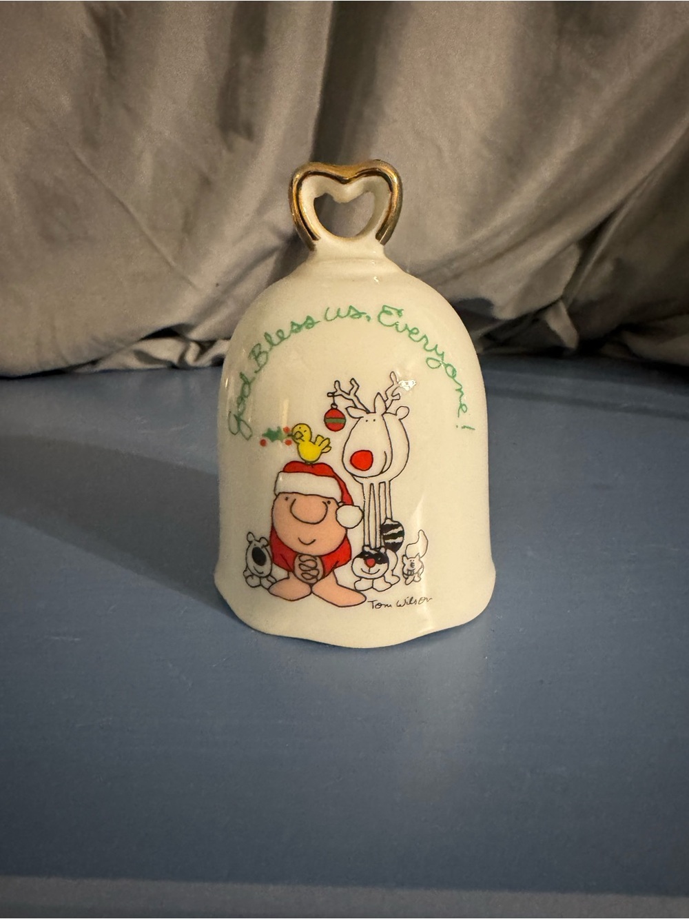 Peanuts Holiday Ceramic Bell - White with Gold Accent